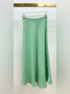 (113002-MIN) SOLID LINEN MIDI SKIRT
